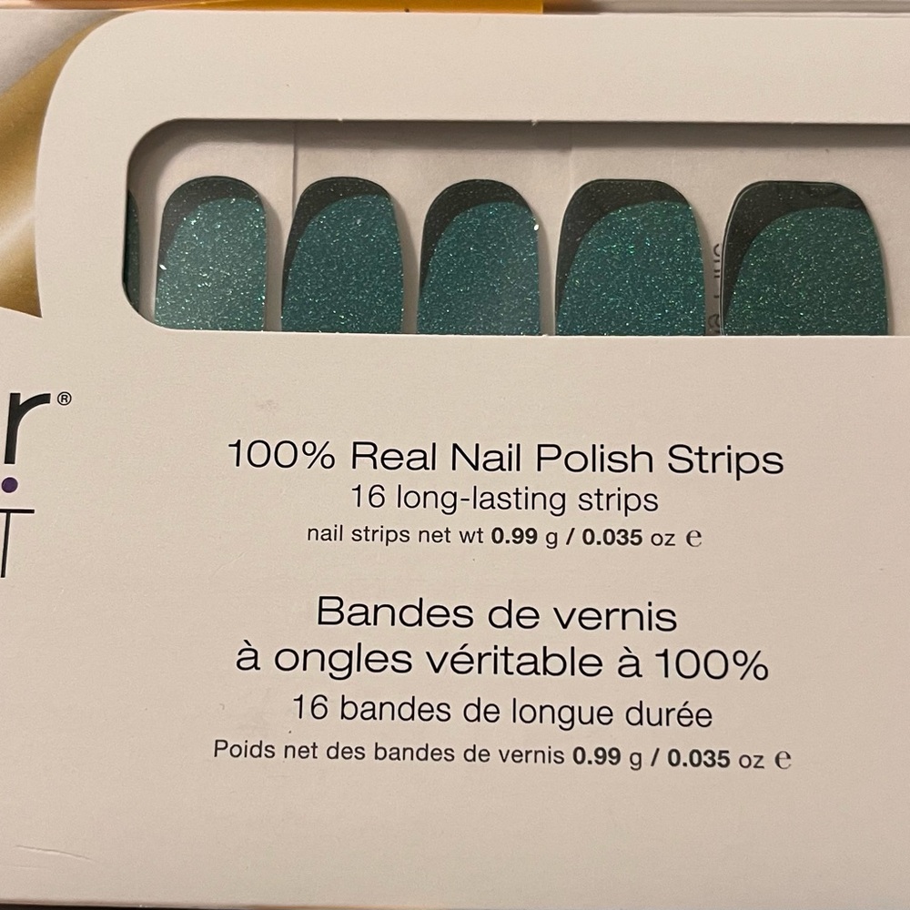 Color Street FEELING PINE Teal Glitter Nail Polish Strips